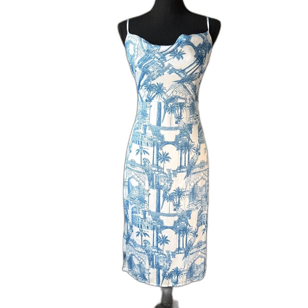 Size S Forever 21 Tropical Toile resort-style vacation slip dress 10612